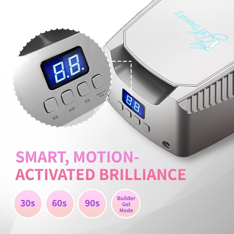 iGel Beauty UV/LED Nail Lamp - 48W Wireless Rechargeable Curing Light | Smart Motion Sensor & Removable Tray for Manicure & Pedicure