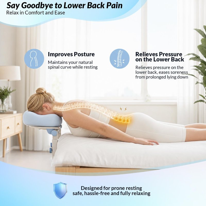 Massage Headrest for Bed, Adjustable U-Shaped Face Cradle Pillow, Portable Memory Foam Pillow for Neck Pain Relief, Ideal for Post Eye Surgery Recovery, Home Facials, Spa & Massage Table Daily Use