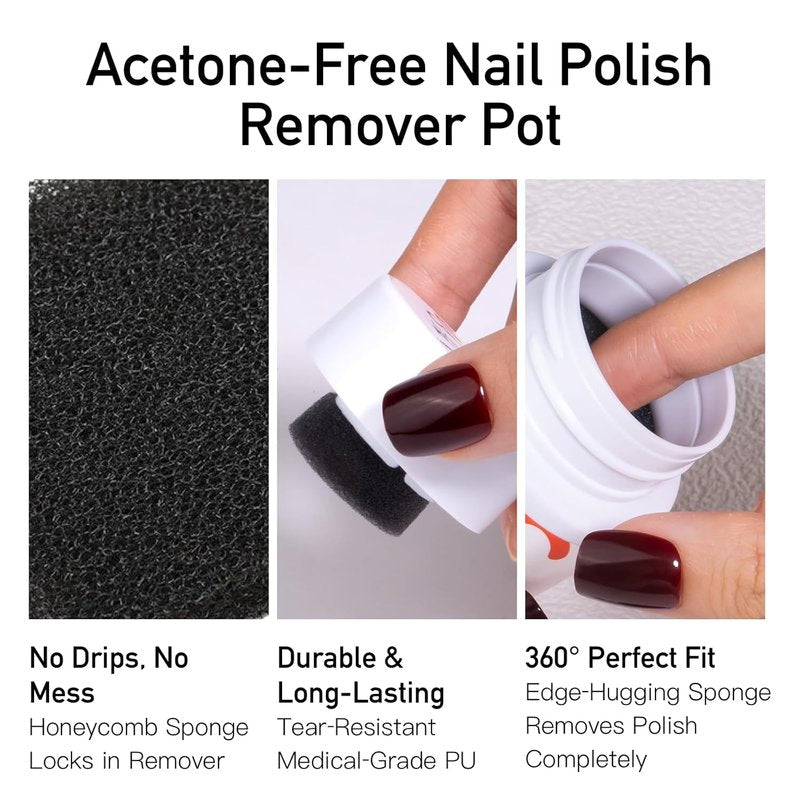 Curvlife Acetone-Free Nail Polish Remover Pot, Quick Removal & Gentle on Skin, Jojoba Oil & Sponge Applicator for Home Salon, 50ml/1.7 fl oz Nail Care