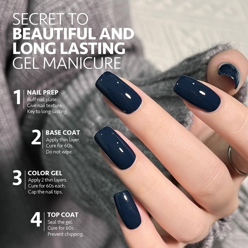 GAOY Blue Gel Nail Polish, 16ml Soak Off Gel Polish, UV Light Cure for Nail Art DIY Manicure at Home, 2115 Navy Blue