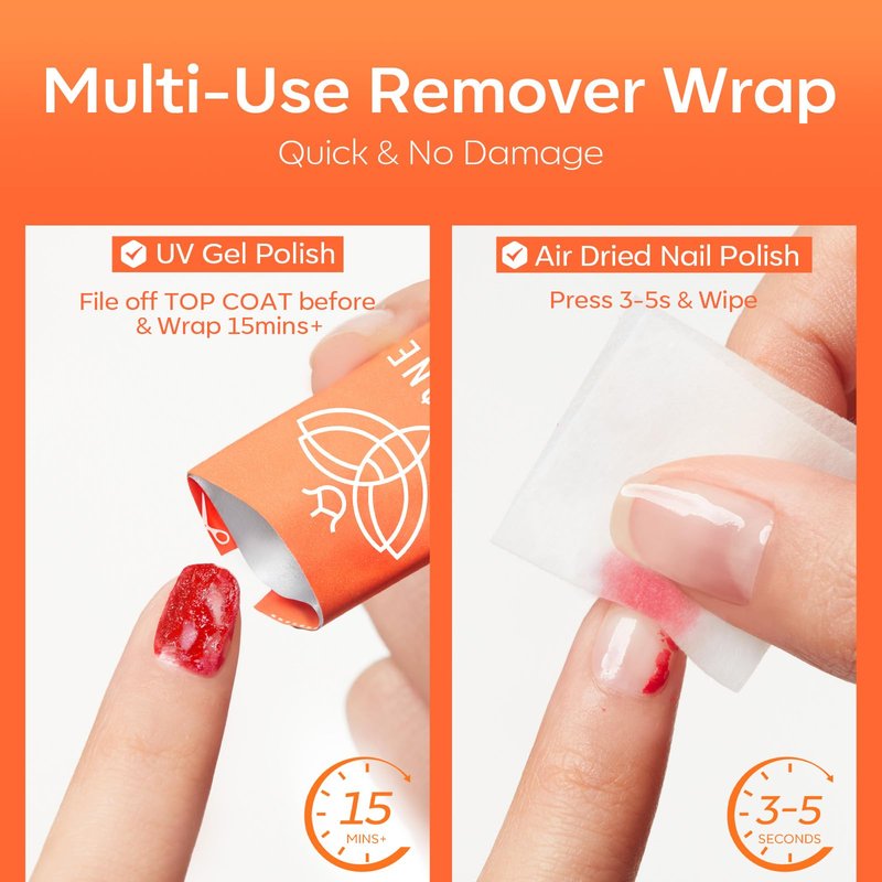 Modelones Nail Polish Remover Wraps, 80 PCS Professional Acetone U V Gel Nail Polish Remover Soak-off Lint-Free Cotton Foil Wipe Pads Gentle Manicure Removal Tools with Aloe Vera Extract