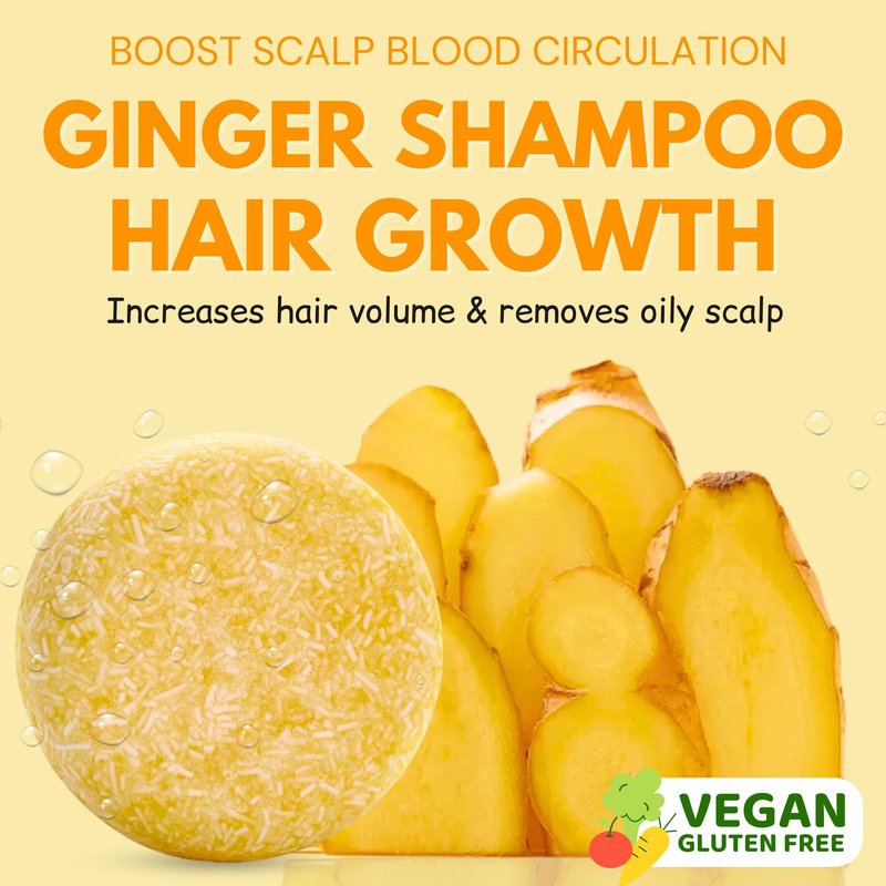 Ginger Rosemary & Rice Water Shampoo Bar Pack 3 - Hair Growth, Thickening, Strengthening, Anti Hair Loss, Volumize & pH Balanced - Sulfate & Silicone Free For All Hair Type