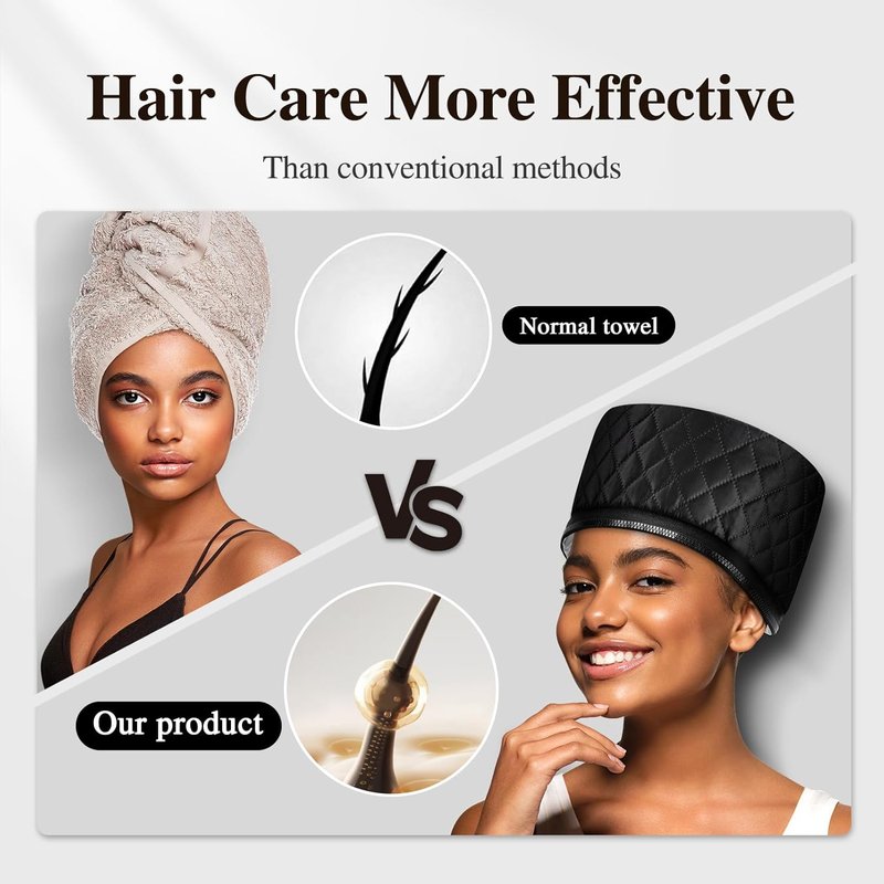 Skiennix Hair Steamer - Deep Conditioning Heat Cap with 10 Fast-Heating Levels & 3 Timer Settings | Elegant Black & Purple