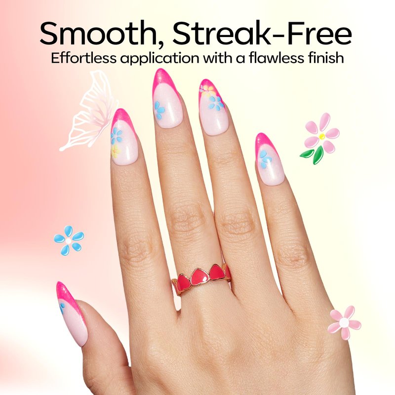 Modelones Gel Nail Polish Kit with U V Light, White Jelly Glitter Hot Pink Neon Pastel Manicure Set, Flower Stickers Base Top Coat 4 Colors Gel Mini Salon Nail Art Tools Starter Gift for Women