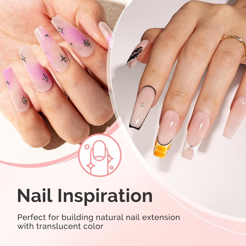 MelodySusie 2PCS 15ML Nude Builder Nail Base Gel - Thickening Soak Off UV Extension Gel for DIY Nail Art
