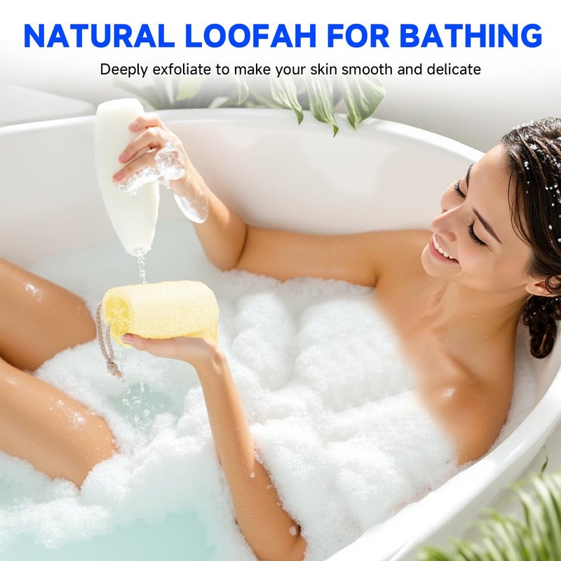 Dismok Loofah Exfoliating Body Scrubber, Natural Egyptian Loofah for Body & Face, Scratch-Free, Eco Friendly Shower Loofah for Women & Men (6-Pack)