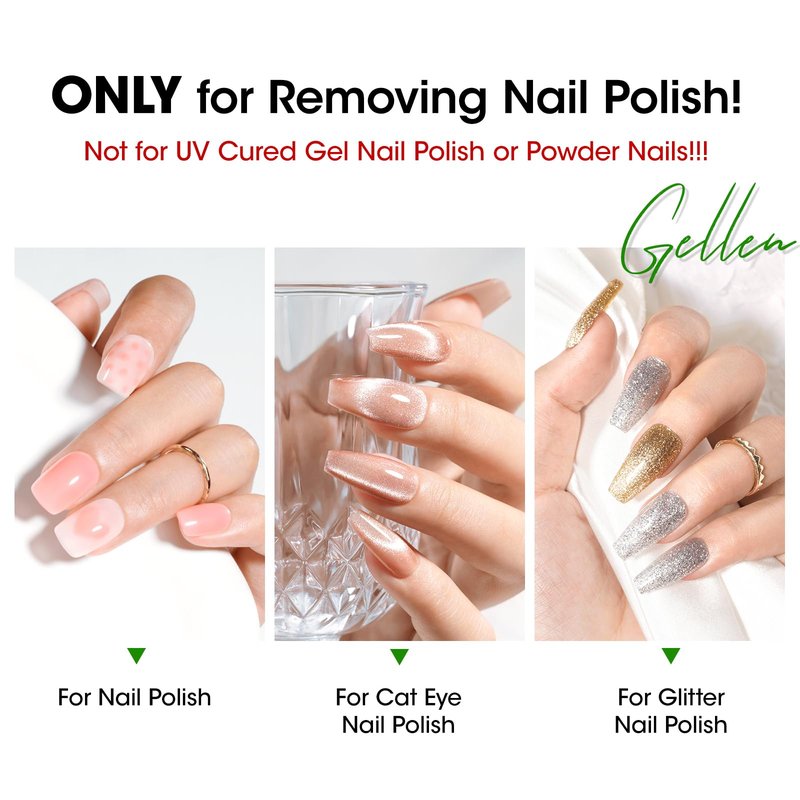 Gellen Nail Polish Remover, Non Acetone Nail Polish Removal for Regular Nail Polishes, Jasmine Scent Healthy Nail Polish Remover with Easy Push-down Pump, 6.09 Fl Oz