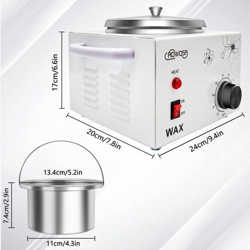 Single Wax Warmer Professional Electric Wax Heater Machine for Hair Removal, Large Waxing Pot Paraffin Facial Skin Body SPA Salon Equipment with Adjustable Temperature Set
