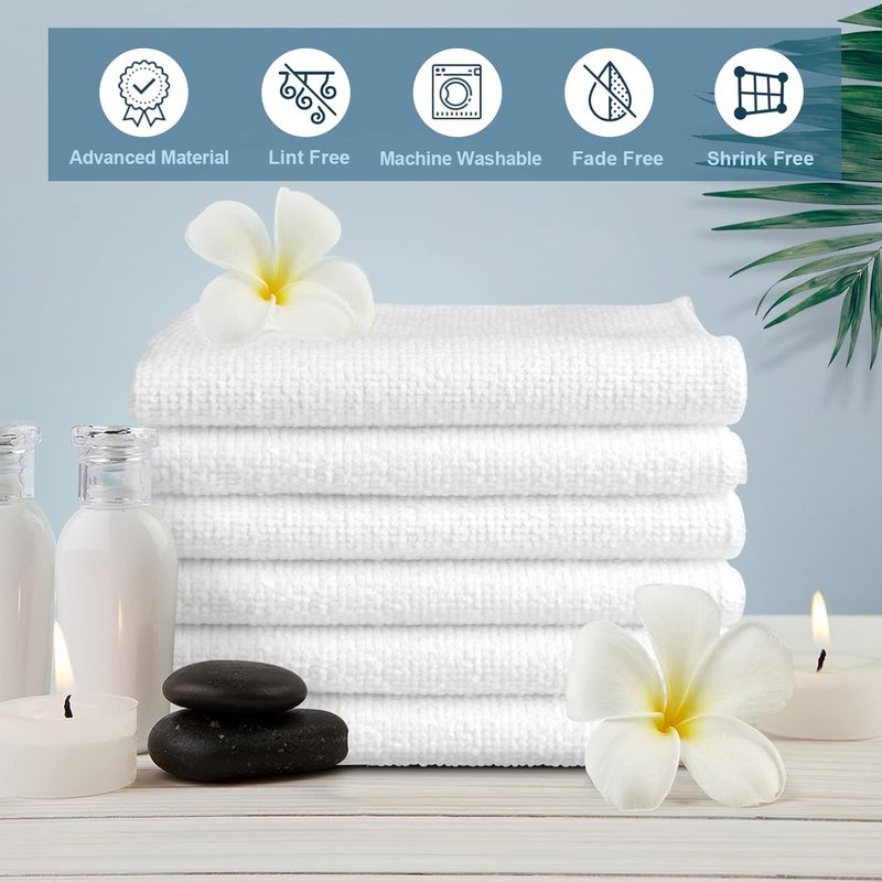 HOMEXCEL Microfiber Washcloths - 50 Pack, 12" x 12" Soft & Highly Absorbent Towels for Home & Spa