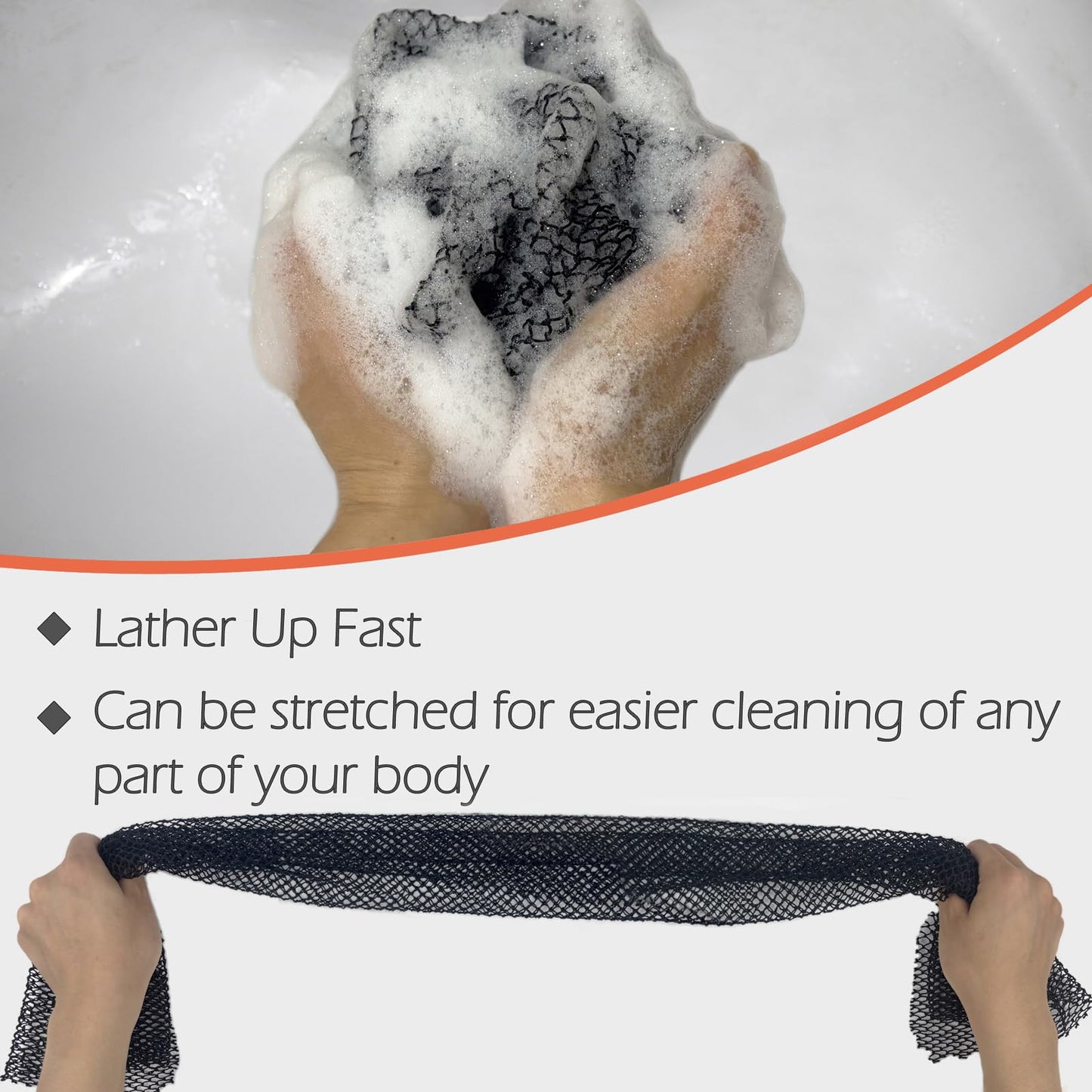 African Net Sponge Authentic African Exfoliating Net Sponge with Knots Afro Body Scrub Back Scrubber Africa Wash Net Cloth Real Sapo Bath Sponge for Shower (Gray & Black)