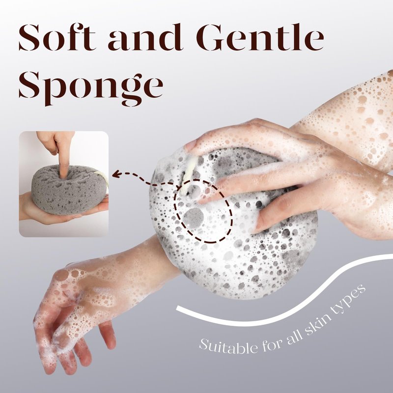 BAIMEI IcyMe Bath Sponge 2-Pack -Shower Loofah Body Scrubber with Gentle Exfoliation & Quick Lathering, Pink Grey Shower Pouf