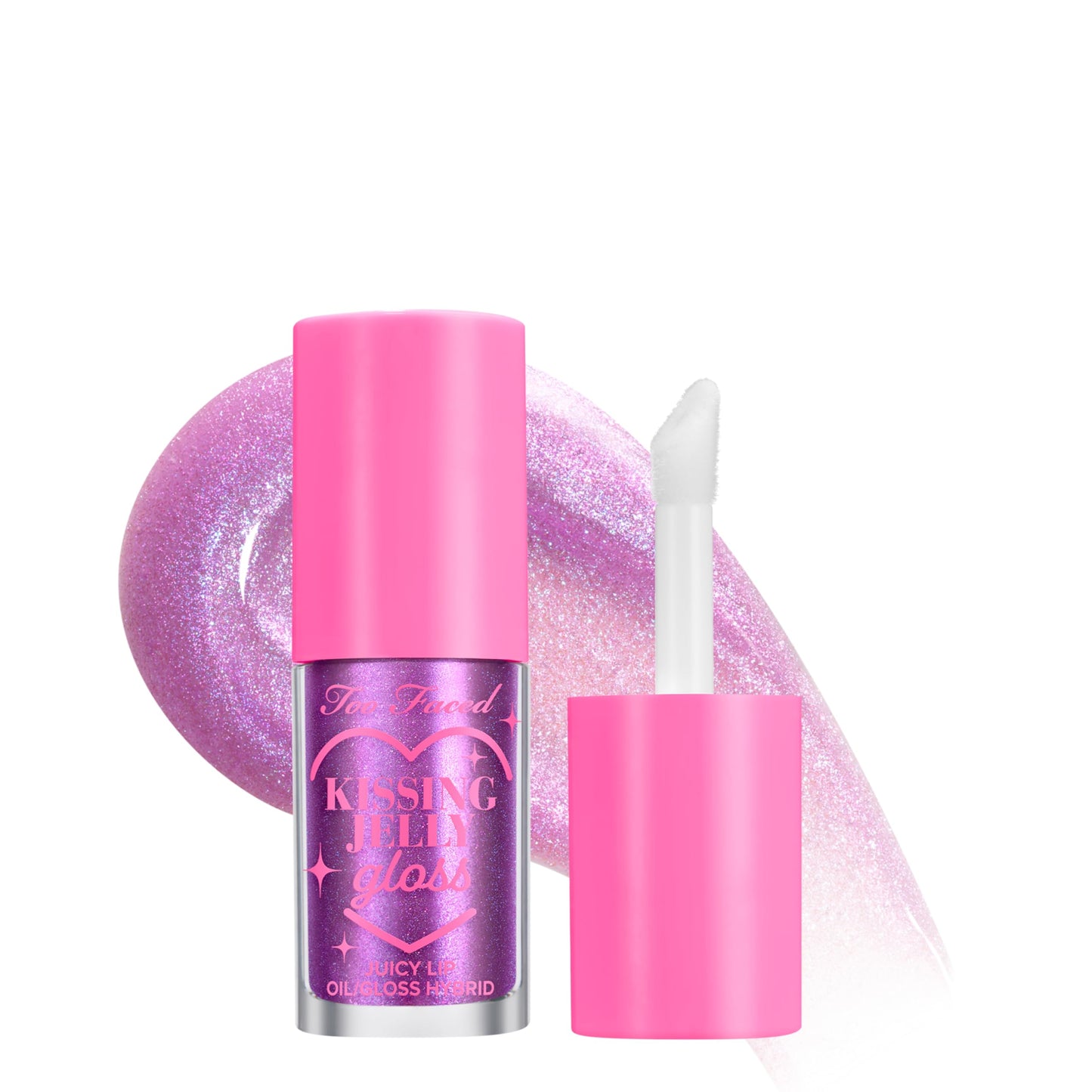 Too Faced Kissing Jelly Lip Oil + Gloss | Hydrating Lip Serum Treatment with Jojoba Oil for Instant Moisture and Glossy Shine, 0.15 Fl Oz, Birthday Kiss