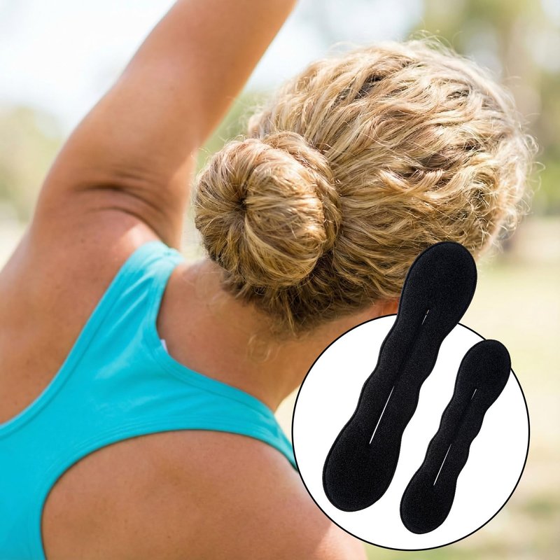 Lekgavd 3 PCS Hair Bun Maker, 3 Styles Sponge Hair Updo Shaper, 5PCS Elastic Hair Ties, Classic Hairstyle Accessories for Long, Curly, Straight Hair for Women -Black