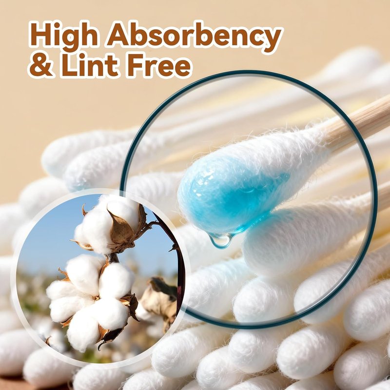 Bamboo Cotton Swabs - 500 Count Biodegradable Organic Buds for Makeup & Ear Cleaning | Eco-Friendly Wooden Sticks