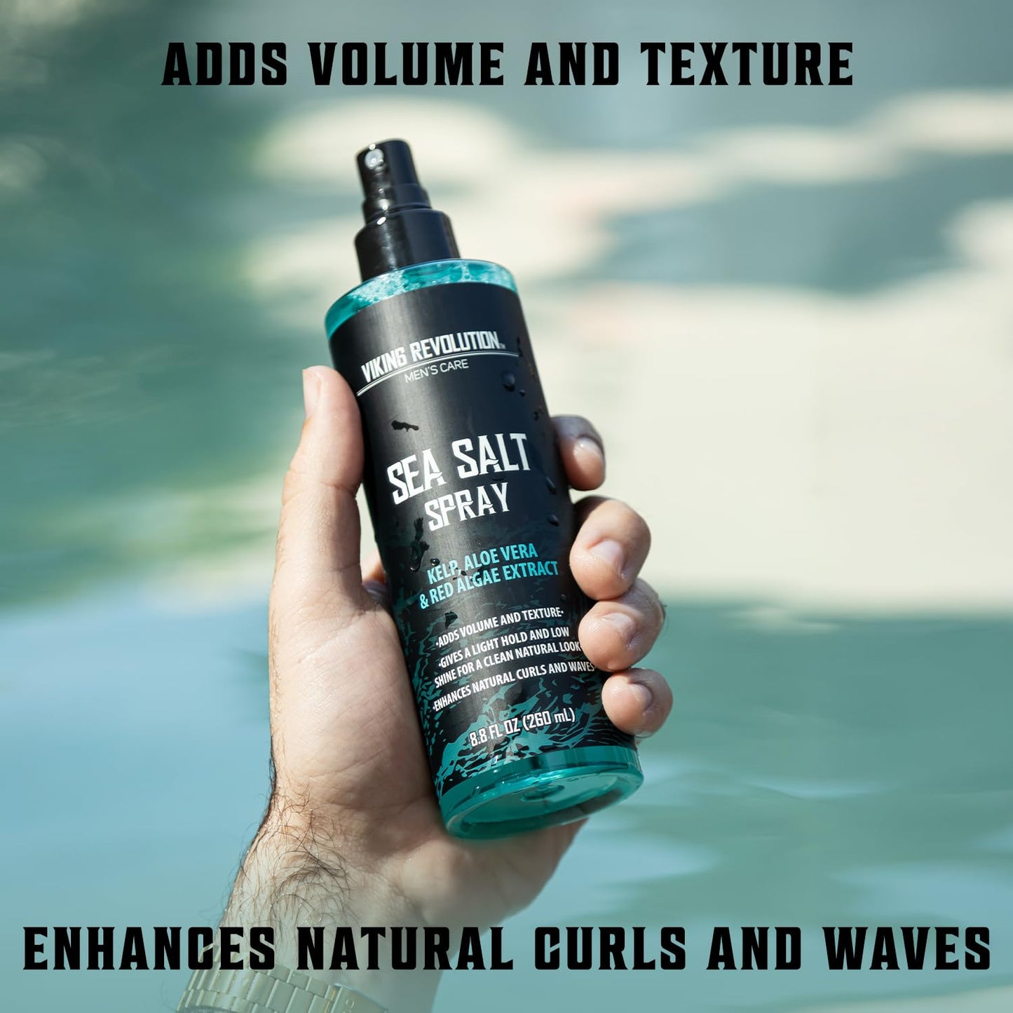 Viking Revolution Sea Salt Spray - Texturizing Hair Spray with Kelp & Aloe Vera - 8.8oz for Beachy Waves