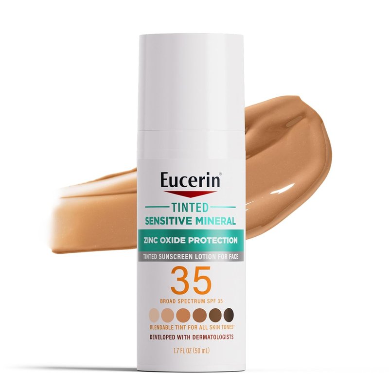 Eucerin Tinted Mineral Face Sunscreen SPF 35 - Non-Comedogenic Zinc Oxide Protection for Sensitive Skin | 1.7 Fl Oz