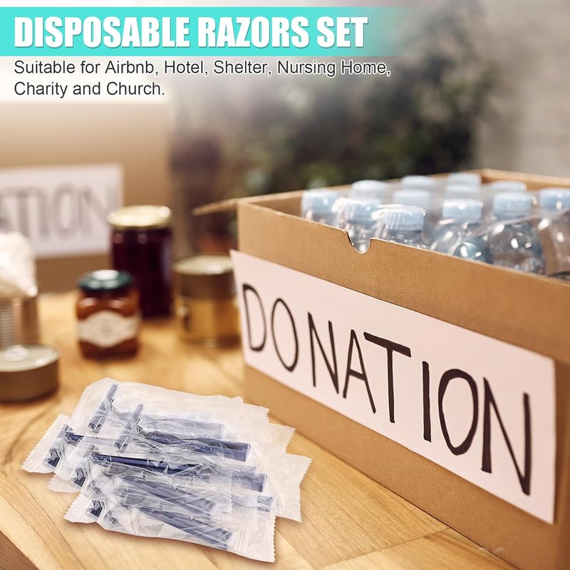 Disposable Razors for Men - Twin Blade Travel Shaving Kit | 200 Pack for Camping & Travel (Blue)