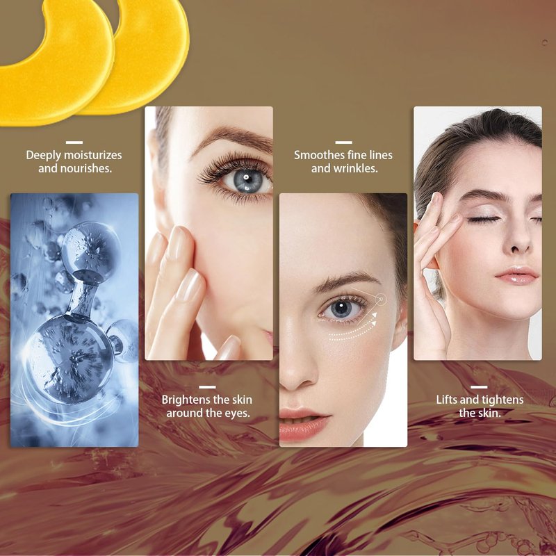 Gold Under Eye Masks - Collagen Hydrating Gel Patches for Dark Circles & Fine Lines | 24 Pairs Vegan, Cruelty-Free Skincare