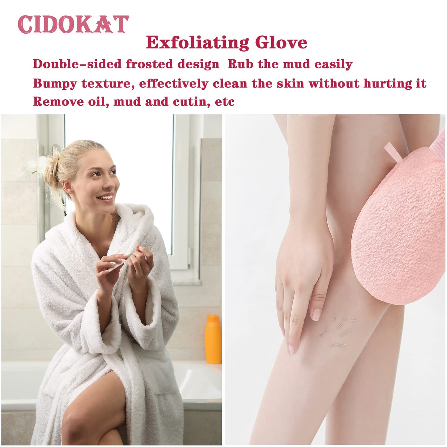 CIDOKAT Exfoliating Mitt For Body Scrub Exfoliator Glove Revive Glow Keesa Exfoliating Glove Exfoliate Bath Korean Deep Exfoliating Gloves For Shower Dead Skin Remover Scrubber Exfoliation 1Pcs Black