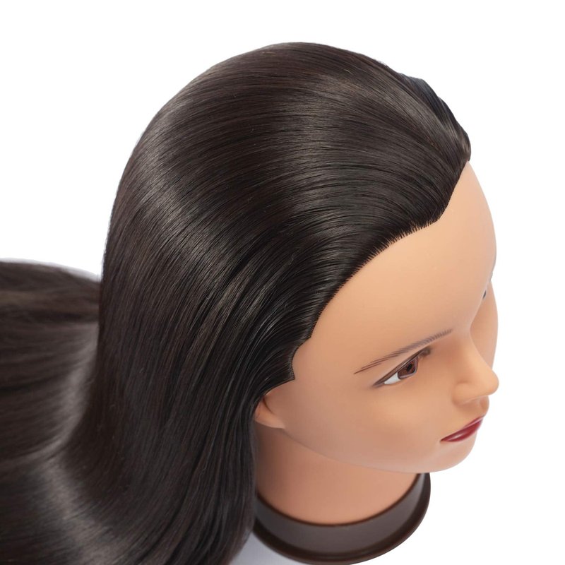 Headfix 26in-28in Long Hair Mannequin Head Stnthetic Fiber Hairdresser Practice Styling Training, Cosmetology Manikin Doll Head With Clamp Stand (6F1919LB0220)