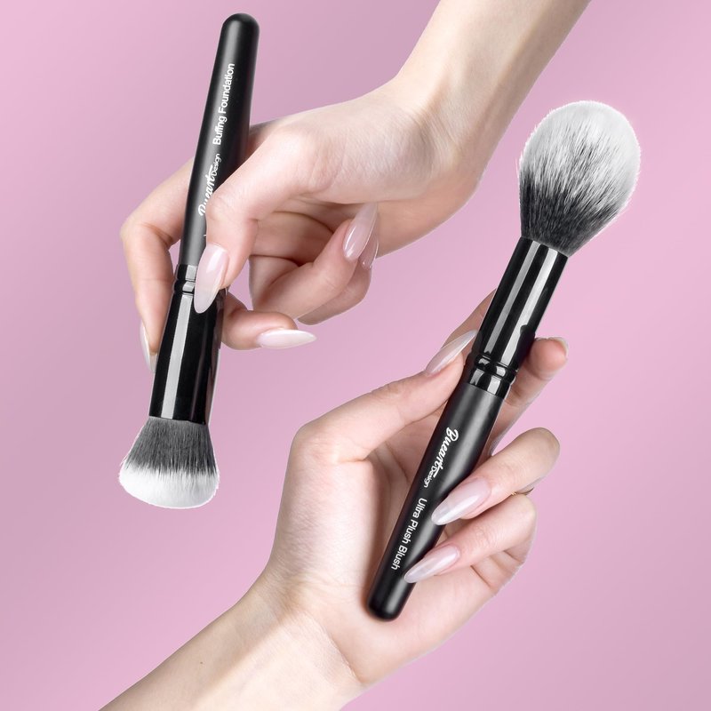 Bueart Design Ultra Plush Blush Makeup Brush with Domed shape for Liquid Blush&Cream&Powder,Buffing Foundation Brush with Tapered Dense Hair for Bronzer,Contour,Concealer,Vegan & Cruelty-Free,M5