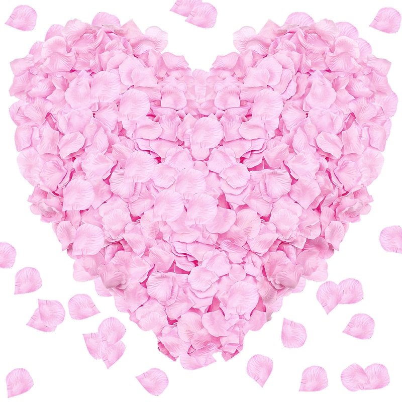 Pyrrhiax 1000Pieces Rose Petals, Artificial Flower Petals Fake Rose Petals Silk Red Rose Petals for Romantic Night,Wedding,Proposal Anniversary Flower Decorations (Light Pink)