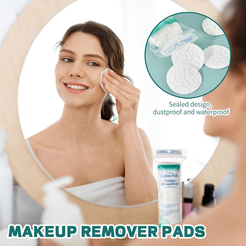 Premium Cotton Rounds for Face, 300 Count Makeup Remover Pads, 100% Pure & Natural Facial Cleansing Round Pads, Hypoallergenic, Lint-Free
