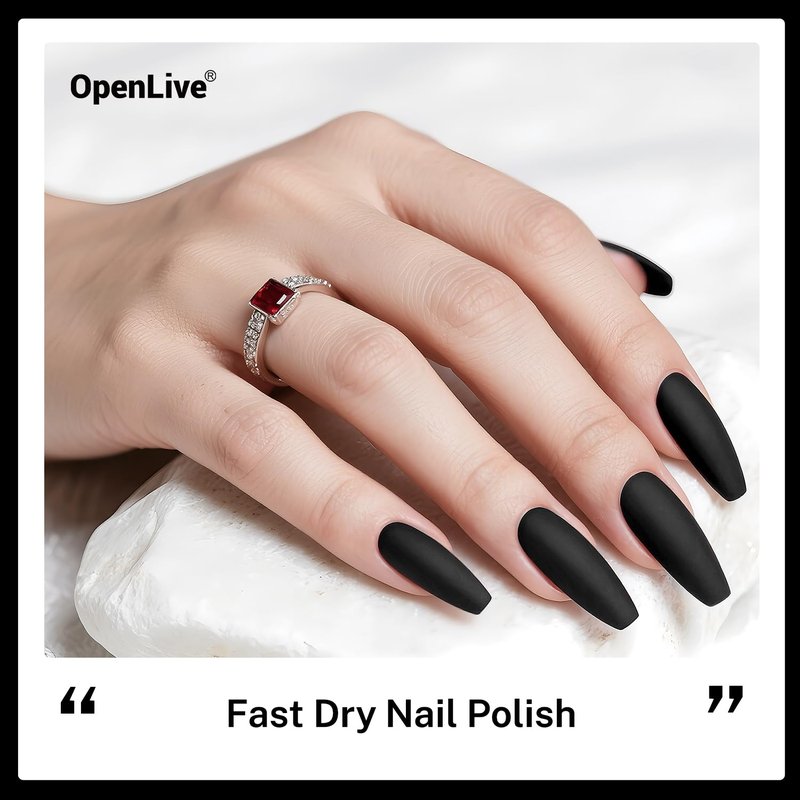OpenLive 16.5ml Black Nail Polish Large Volume Quick Drying Nail Polish, Fast Drying and Long Lasting Color Nail Art DIY Home Manicure Gift for Women