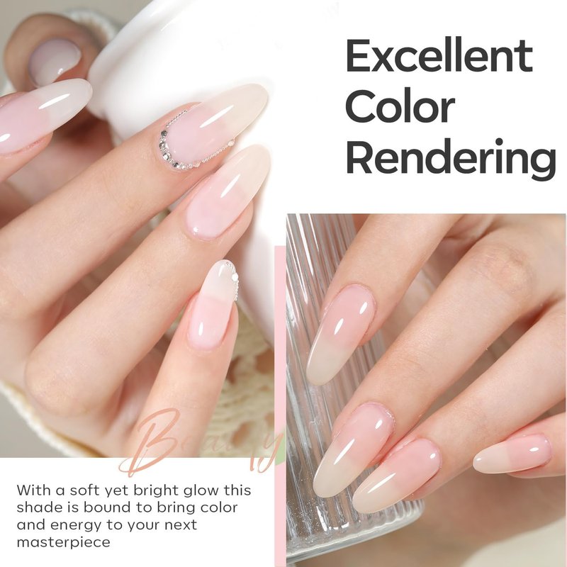 Larvall Beautpal Jelly Gel Nail Polish Set Sheer Nude Jelly Pink Gel Polish Transparent Gel Polish Set for Salon Gel Manicure and Nail Art DIY at Home 8ML 6PCS
