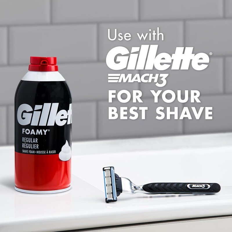 Gillette Foamy Shaving Cream - Regular Formula, 11 oz Each | Pack of 12 for Smooth Shaves