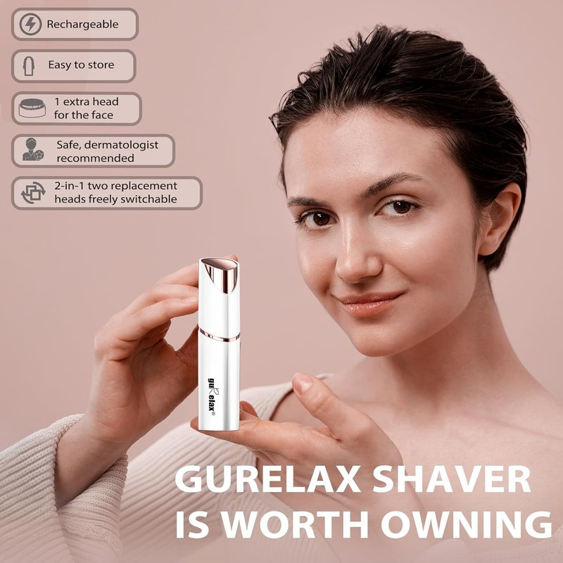 Eyebrow Facial Trimmer - 2-in-1 Rechargeable Hair Removal & Eyebrow Shaver | Painless Razor with Replacement Heads