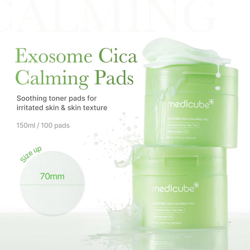Medicube Toner Pads - Exosome CICA Tea Tree for Sensitive Skin | Hydrating & Calming Care, 100 Pads