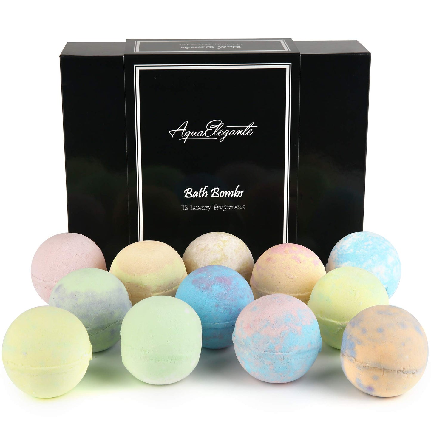 Aqua Elegante Luxury Bath Bombs for Women - Gift Set of 24 Fizzy Bathbombs with Essential Oils, Shea Butter, Coconut Oil - No Stain, Natural, Vegan, Moisturizing Spa Present for Mom, Wife, Girlfriend