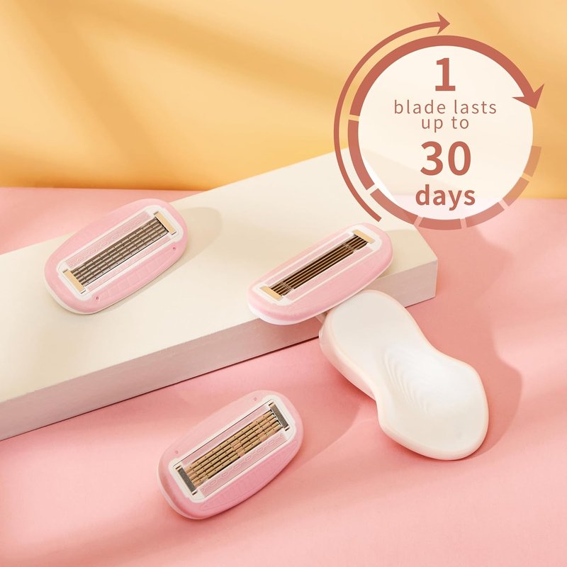 BeautyGlow Travel Razor for Women - Extra Smooth 5-Blade Mini Razor with Case & Gift Box | Pink
