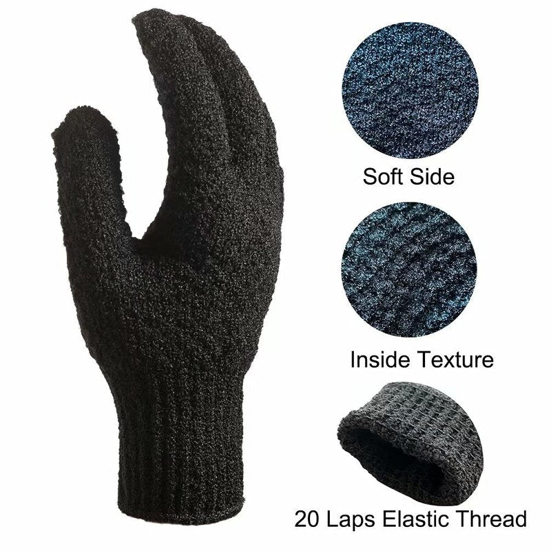 CLEEDY Bath Exfoliating Gloves Scrub - 4 pcs Lengthened and Large Exfoliating Scrubbing Gloves for Shower,