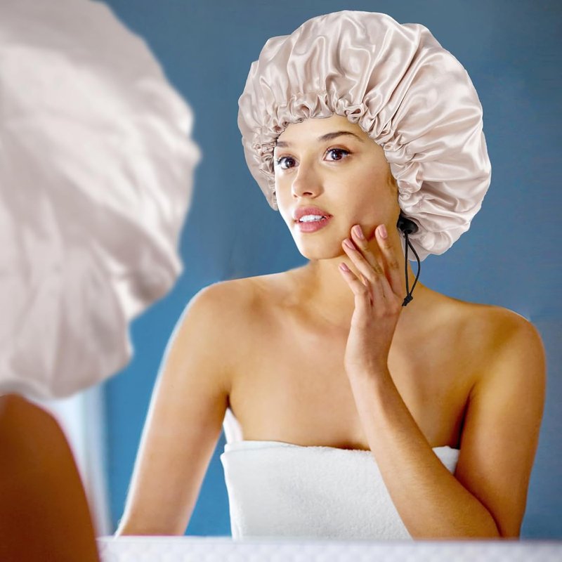 Satin Silk Bonnet for Curly Hair - Double-Layer Adjustable Sleep Cap | Large Size for Women