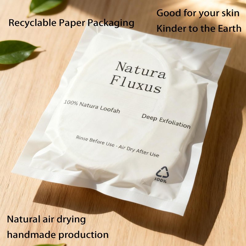 Natura Fluxus Exfoliating Body Scrubber - Natural Loofah Sponge for Deep Cleansing, Biodegradable Face & Body Scrubber for Women/Men, Shower Exfoliator Glove Alternative (2 Pack)