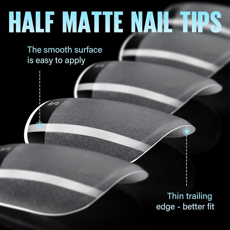 Short Nail Tips - Extra Short Square Acrylic Fake Nails | 192 Pcs in 12 Sizes for DIY Gel Nails