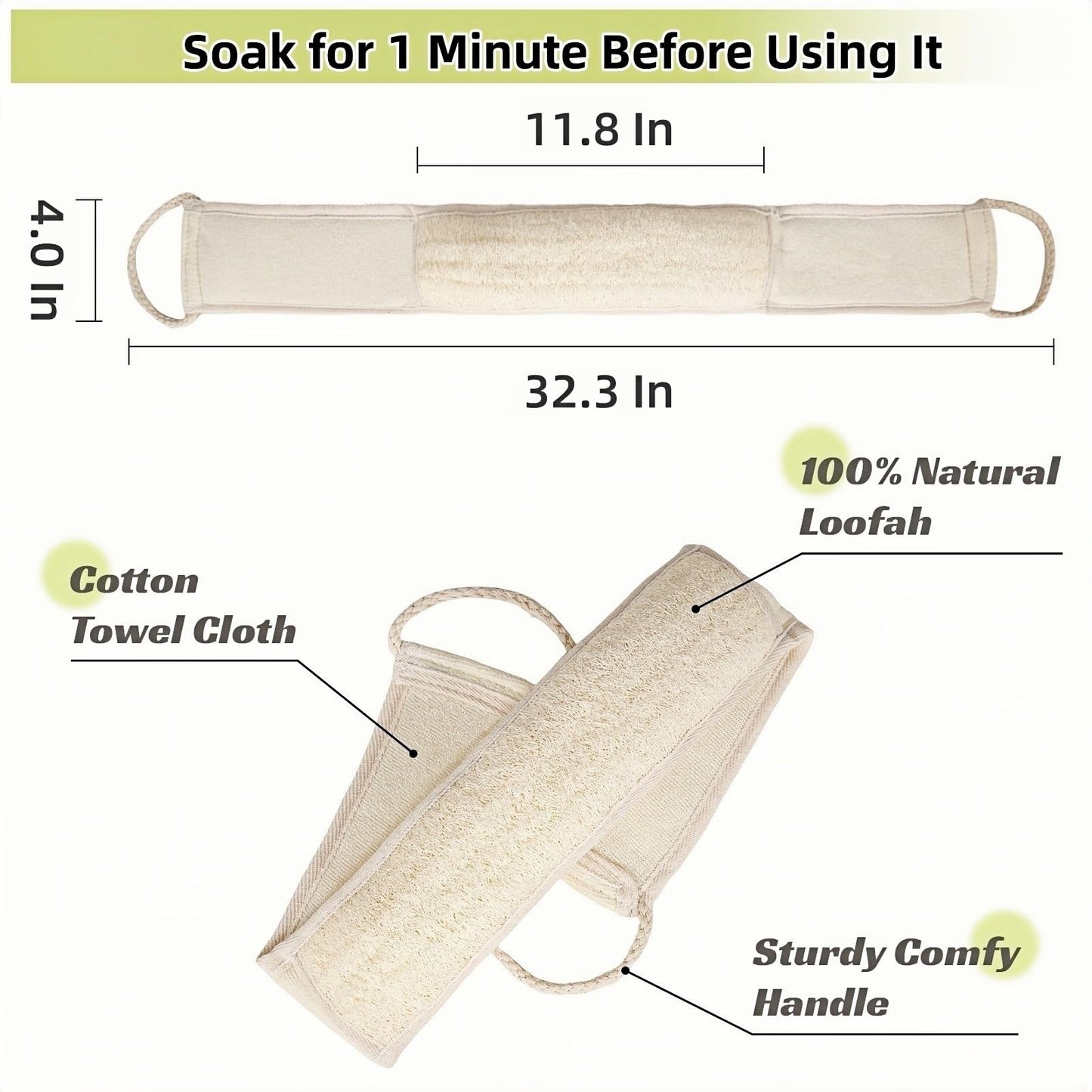 Natural Loofah Sponge Back Scrubber for Bath Shower, Exfoliating Body Scrubber, Shower Loofah Scrubber for Men and Women, Bath Sponge, Body Scrub, to Clean Your Body Deeply, Invigorate Your Skin