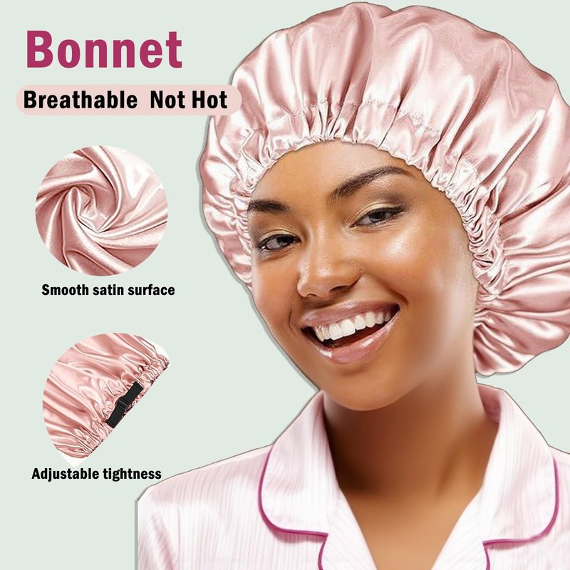3Pcs Satin Bonnet Hair Bonnets For Sleeping Silky Bonnet Womens Curly Hair Sleep Caps For Women Silk Night Cap