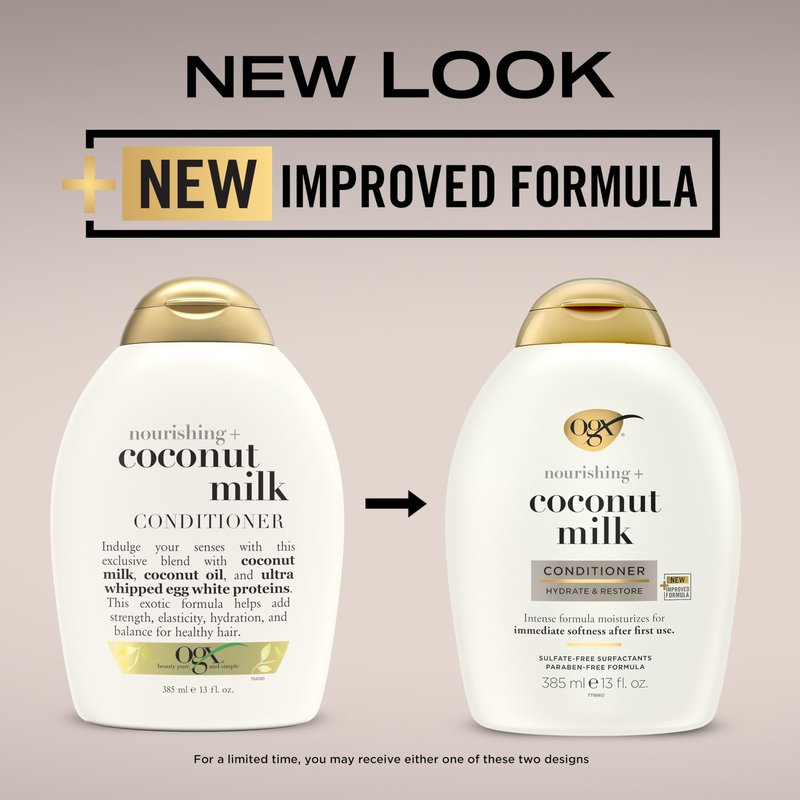 OGX Hair Conditioner, Nourishing Coconut Milk, Sulfate-Free | 13 Fl Oz | Pack of 2