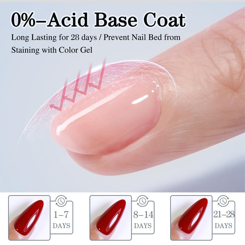 Double Rhythm 2 Pcs 15ML No Wipe Gel Top Coat and Base Coat Set Clear Glossy Gel Polish Kit Soak Off UV LED (Base and Top Coat)