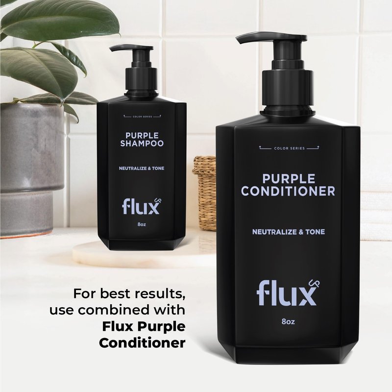 FLUX UP Purple Shampoo for Blonde Hair Women & Men – Blonde & Silver Hair Toning – Sulfate-Free Anti-Brass Purple Shampoo for Blondes, Highlights & Color-Treated Strands – 8 fl oz