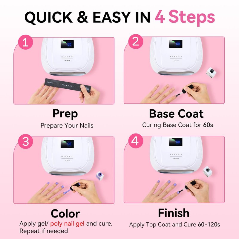 Makartt UV Nail Lamp – 30W Fast Curing UV Light with Handle Rechargeable Cordless Nail Dryer for Gel Nail Polish with 45 Beads Dual Lights 4 Timers LCD Smart Sensor for Nail Art Design(White)