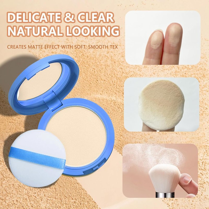 Oil Control Face Pressed Powder - Matte Smooth Finishing Makeup | Waterproof, Lightweight, 0.35 Oz - Classic Ivory