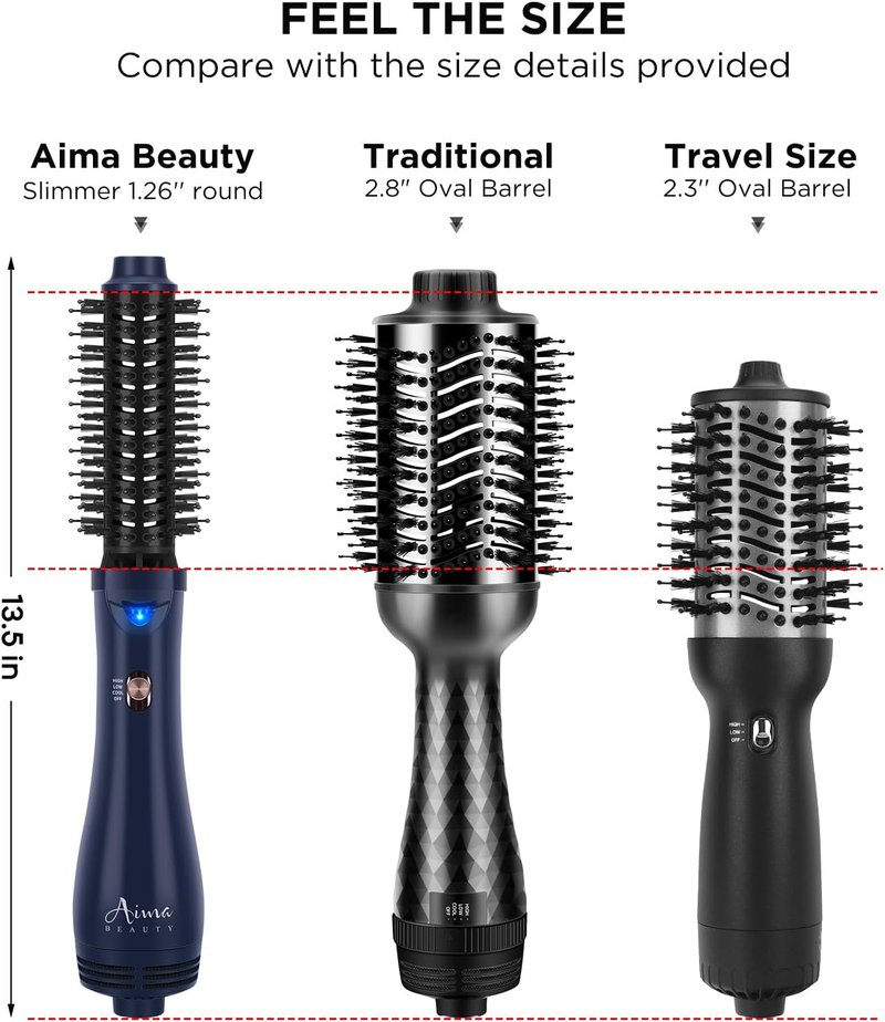 Aima Beauty Hair Dryer Brush - 4-in-1 Hot Air Straightener & Curler for Women | Prussian Blue