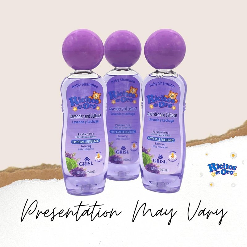 Ricitos de Oro Lavender Baby Shampoo - Nourishing & Gentle Tear-Free Formula, 8.45 oz, 3-Pack