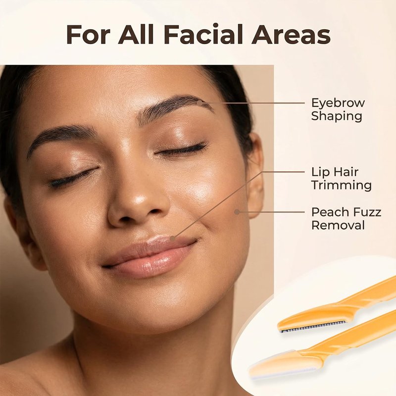Dermaplane Razor for Women's Face & Eyebrows – Professional Eyebrow Razor & Face Shavers for Women with Precision Blades | Gentle Exfoliating Eyebrow Trimmer & Facial Hair Remover Kit - 6 Pcs