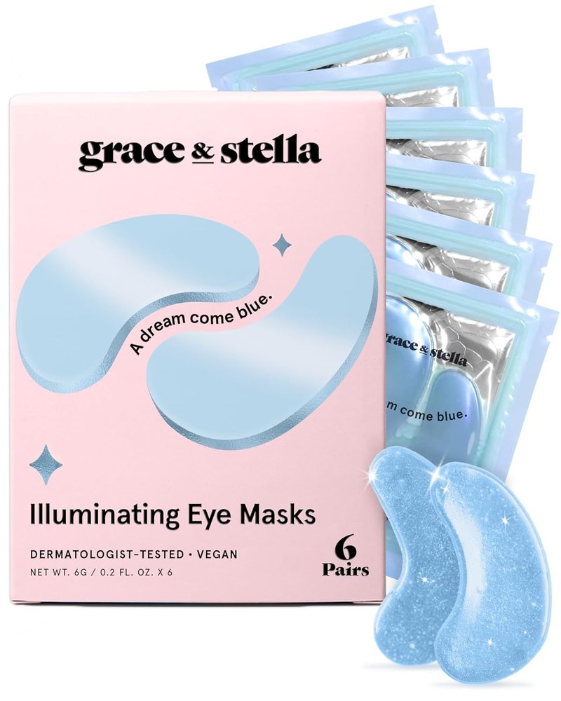 Grace & Stella Under Eye Mask - Award-Winning Gel Patches to Reduce Dark Circles & Puffiness | 6 Pairs, Blue
