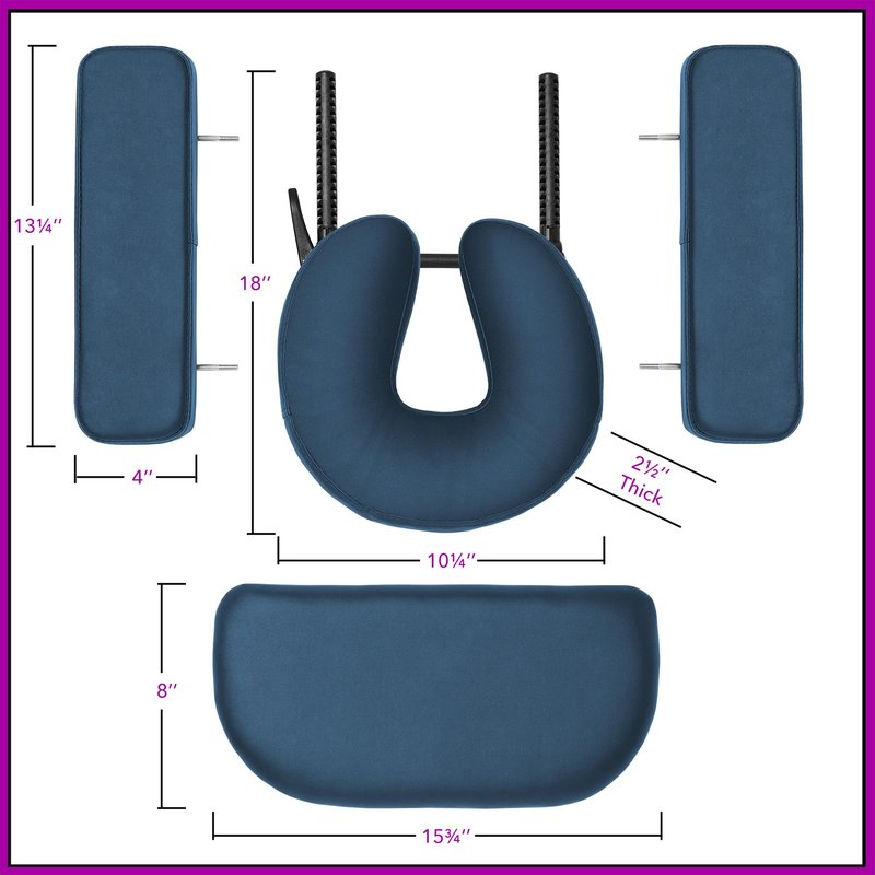 Saloniture Professional Portable Lightweight Tri-Fold Massage Table with Aluminum Legs - Includes Headrest, Face Cradle, Armrests and Carrying Case, Blue